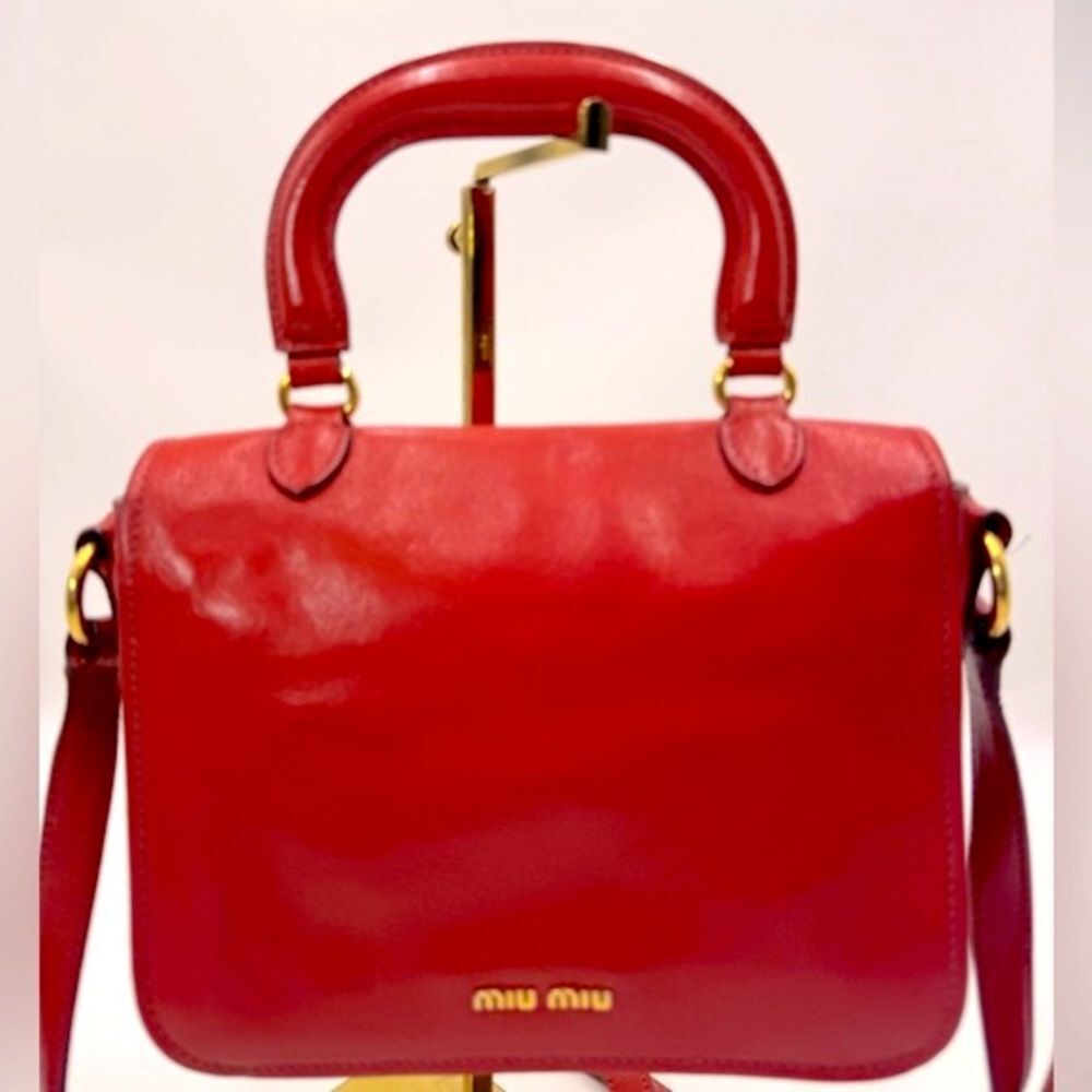 Auth Miu Miu Top Handle Red Leather 2way Crossbod… - image 5